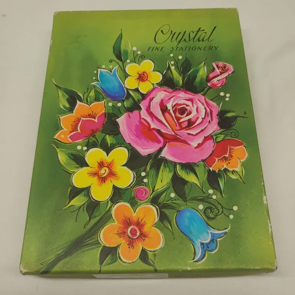 Crystal Fine Stationary 60s 70s Paper 16pc & 19pc Envelopes Floral Flowers